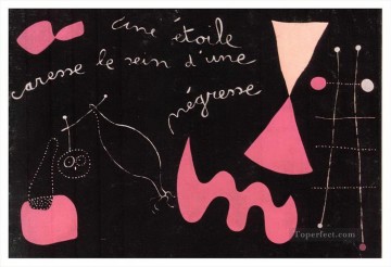 Joan Miró Painting - Una estrella acaricia los pechos de una negra Joan Miró